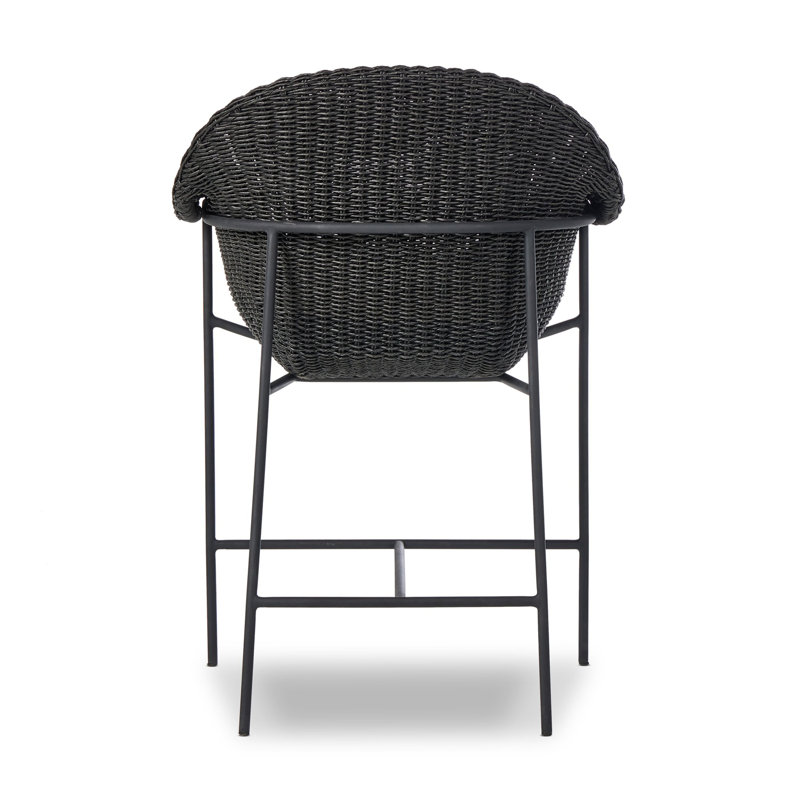 Suerte Outdoor Bar Stool, 42.25" H x 26.5" W x 25.5" D, Gray, Black