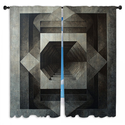 Geometric Shapes Window Curtains  Abstract Industrial Drapes - 2 Panels