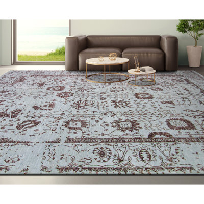 Tapis argenté et brun noué à la main de haute qualité