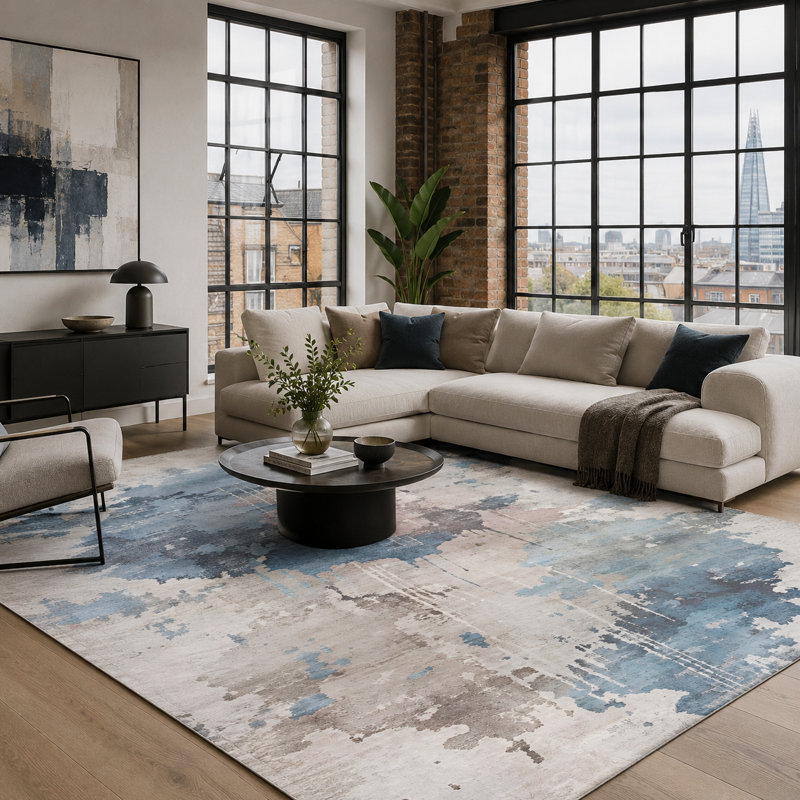 Abstract Cotton and Chenille Flatweave Area Rug, 155 x 230 cm