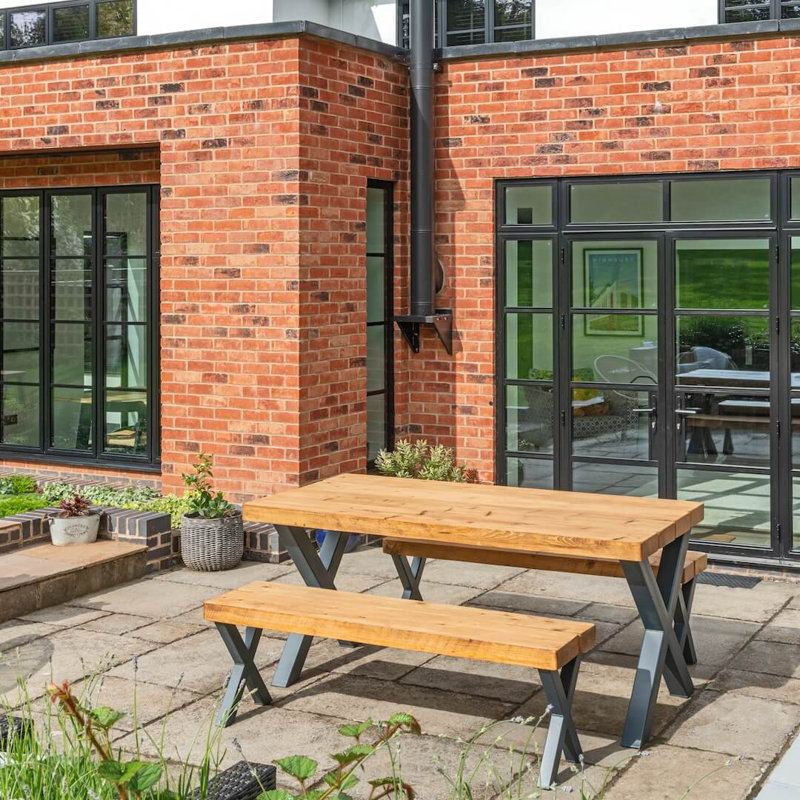 Chunky Rustic Outdoor Garden Table without Parasol Hole, 78cm H x 100cm W x 180cm D