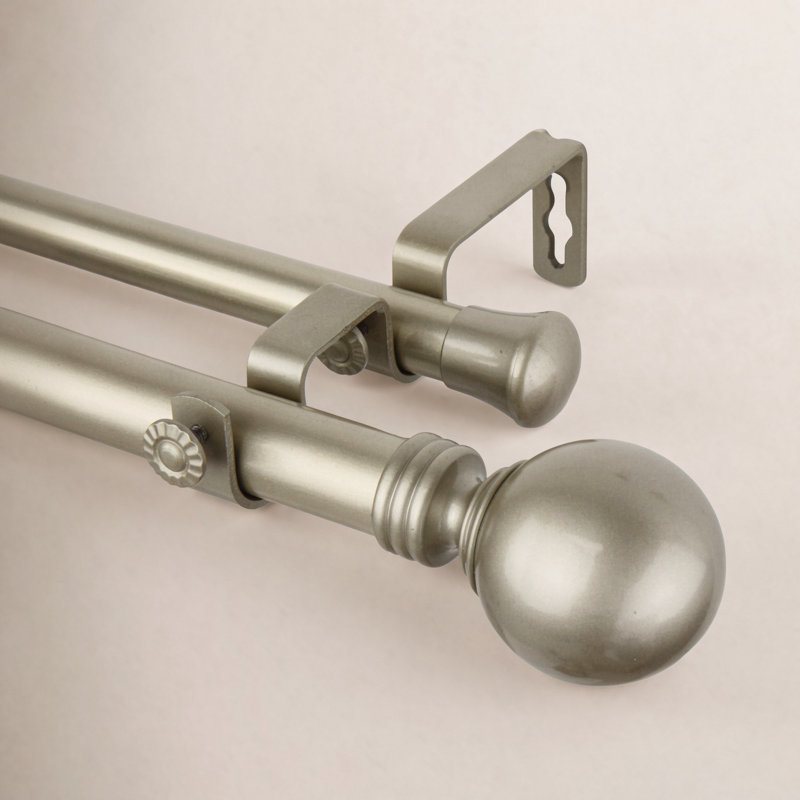 Abbeville Adjustable Double Curtain Rod, Light Gold, 160" - 240" W