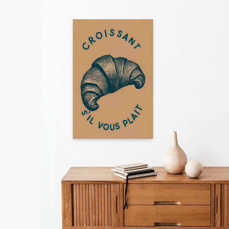 Croissant S'il vous plait, art mural rétro, H 24 po x l 16 po