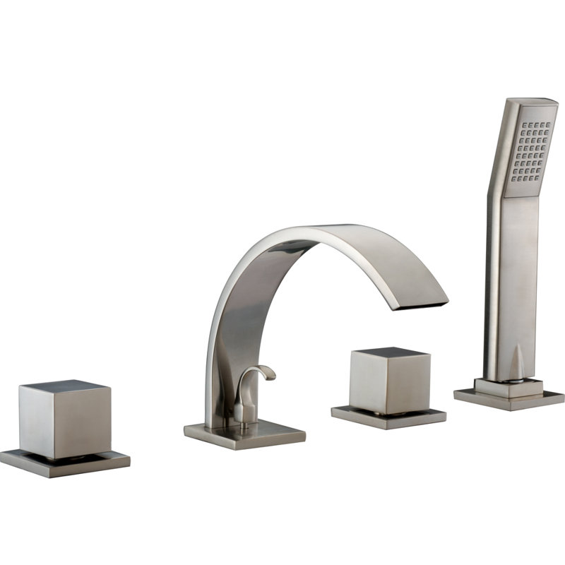 2 Handle Deck Roman Tub Faucet with Diverter, Brushed Nickel
