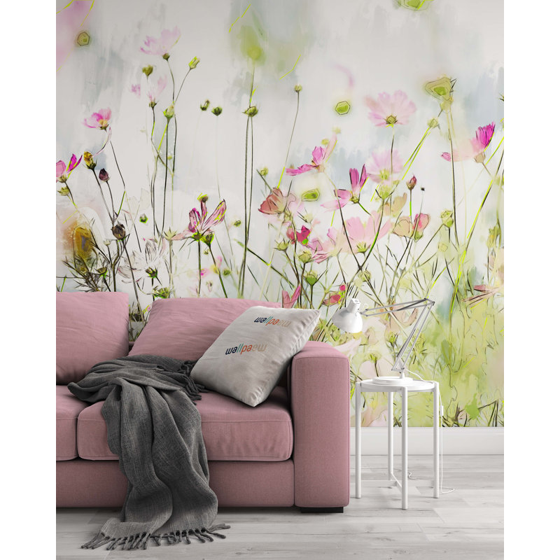 Papier peint à fleurs Cosmos, L 114 po x l 75,96 po