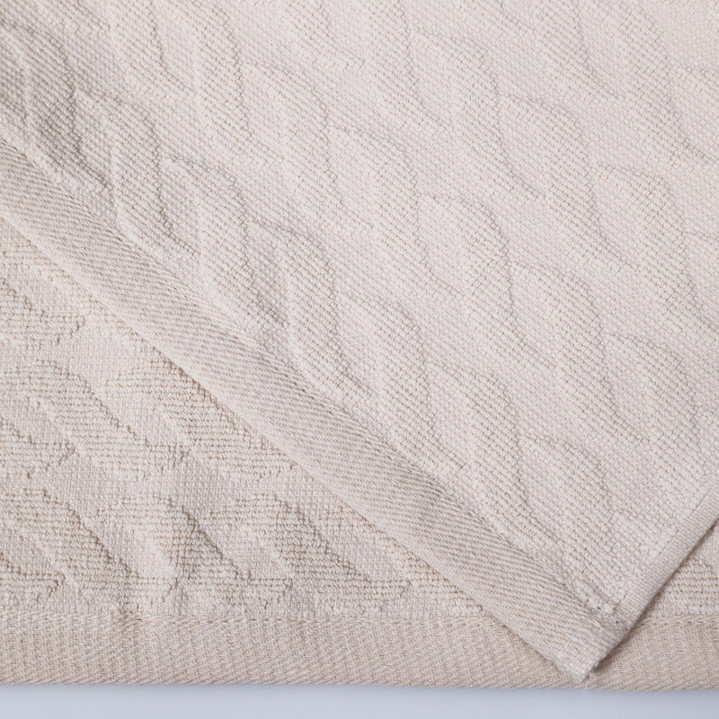 Dayeli Turkish Cotton  Jacquard and Solid Medium Weight Washcloth Towel Set (Set of 12), Ivory