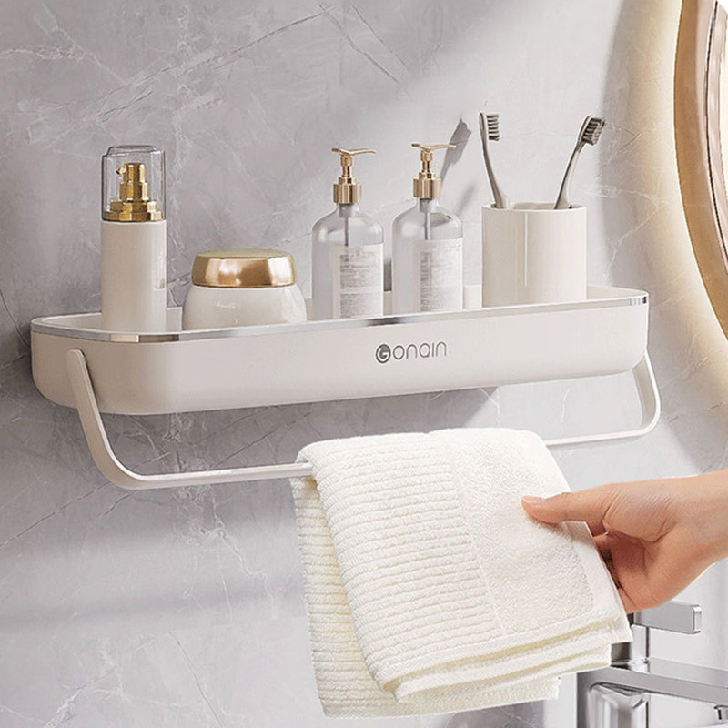 Support de rangement mural pour salle de bain, Argent