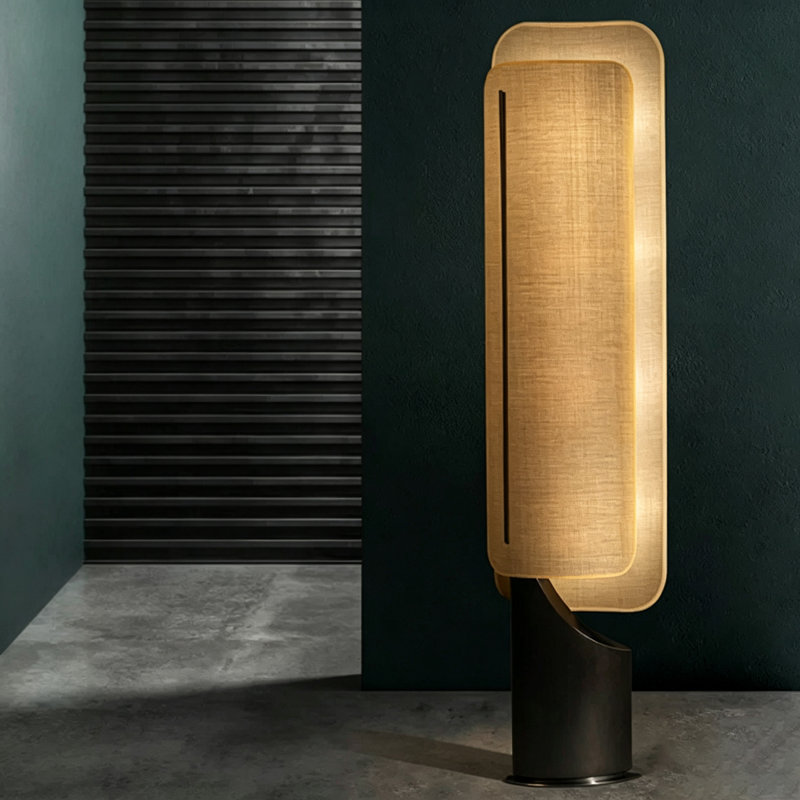 Beige-blanc + lin noir + lampes sur pied sans fer