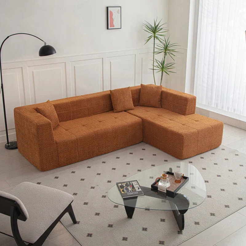 Canapé modulaire en L 105,5 po, Polyester brun