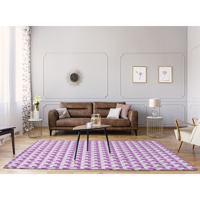 Tapis blanc/rose skyscrapers monochrome, Rectangle 8 pi x 10 pi