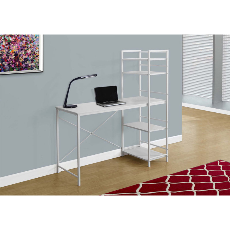 Bureau d'ordinateur à 4 tablettes Nembus, Blanc