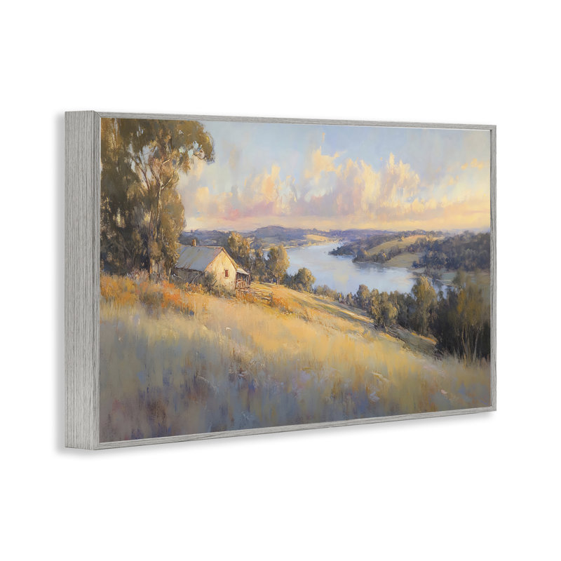 Giclée encadrée Hillpoint Cottage in Sunset Glow, design by Creative Studio, 12 x 18, Farmhouse Grey Giclee Framed