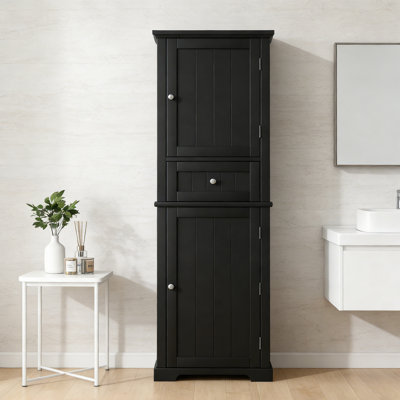 Tall Bathroom Storage Cabinet, Freestanding Storage Cabinet With Drawer And Adjustable Shelf, MDF Board With Painted Finish