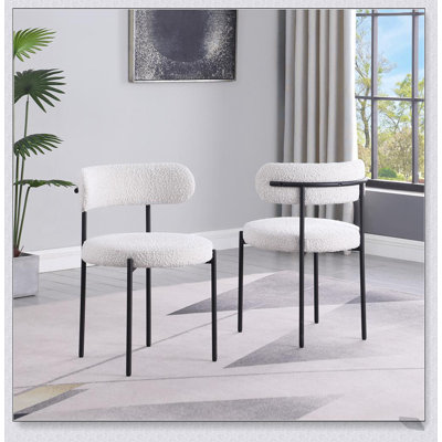 Ensemble de chaises de salle à manger rembourrées en tissu Contemporary, structure en métal pour cuisine et salle à manger modernes