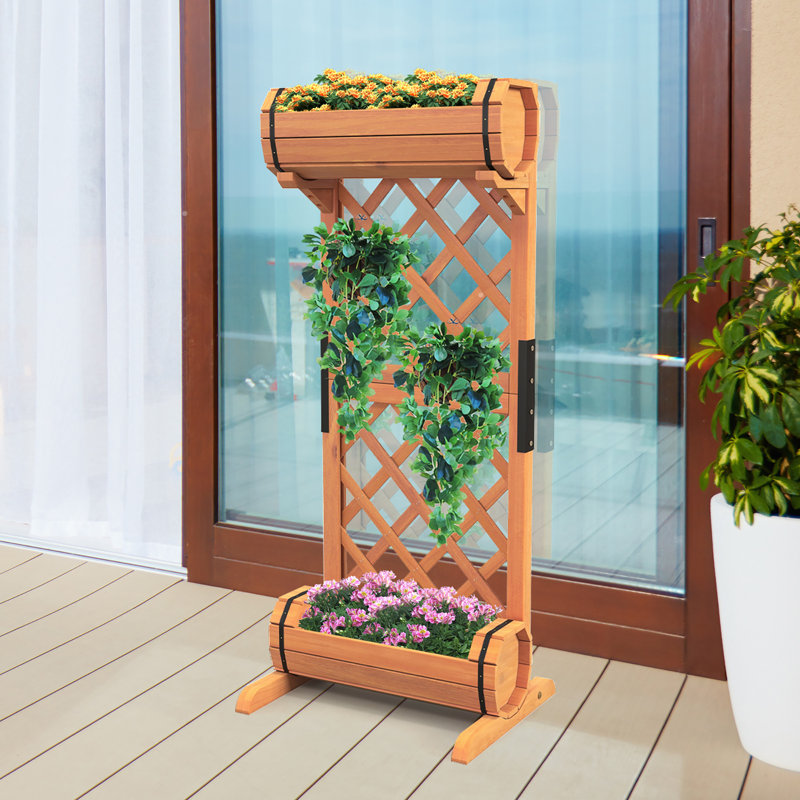 Boîte à fleurs en bois avec treillis Kenesia