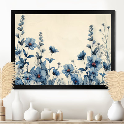 Blue White Cherry Blossom Beauty II - Cherry Blossom Wall Art Living Room