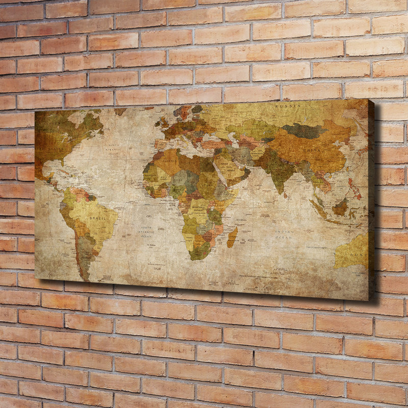 Political Map 1 Piece Wall Art on Canvas