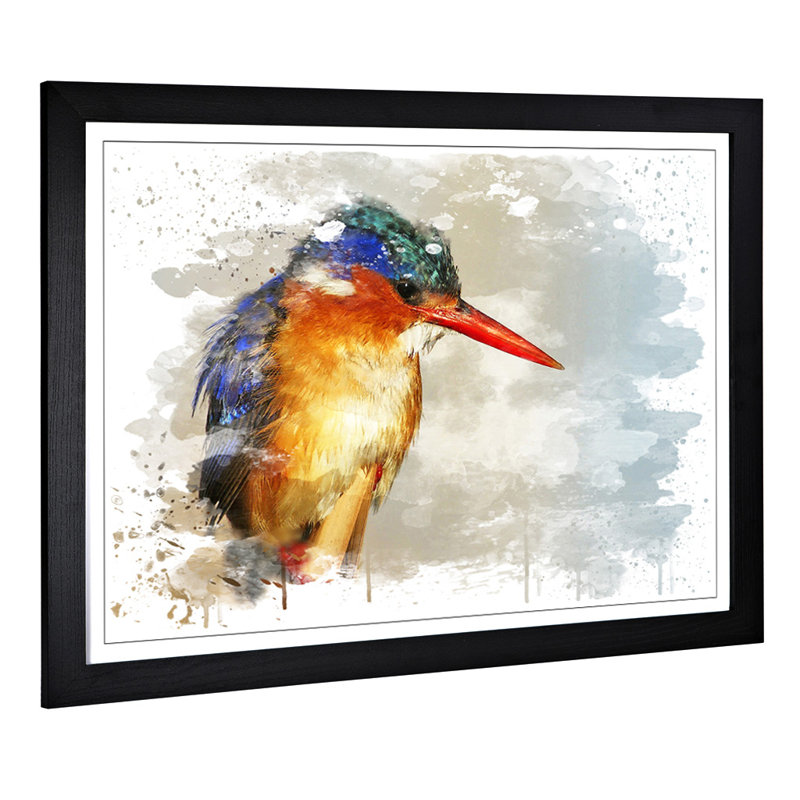 Kingfisher Bird - Wall Art, 45cm H x 62cm W, Framed Picture