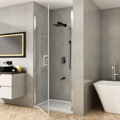 Porte de douche pivotante en verre sans cadre avec verre certifié