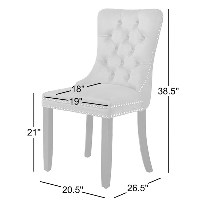 Modern Velvet  Wingback Tufted Solid Wood Upholstered Dining Chairs (Set of 2), Orange