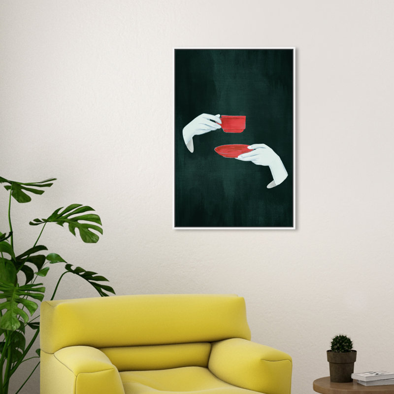 «Some Tea or Coffee» par Oliver Gal - cadre flottant, impression sur toile