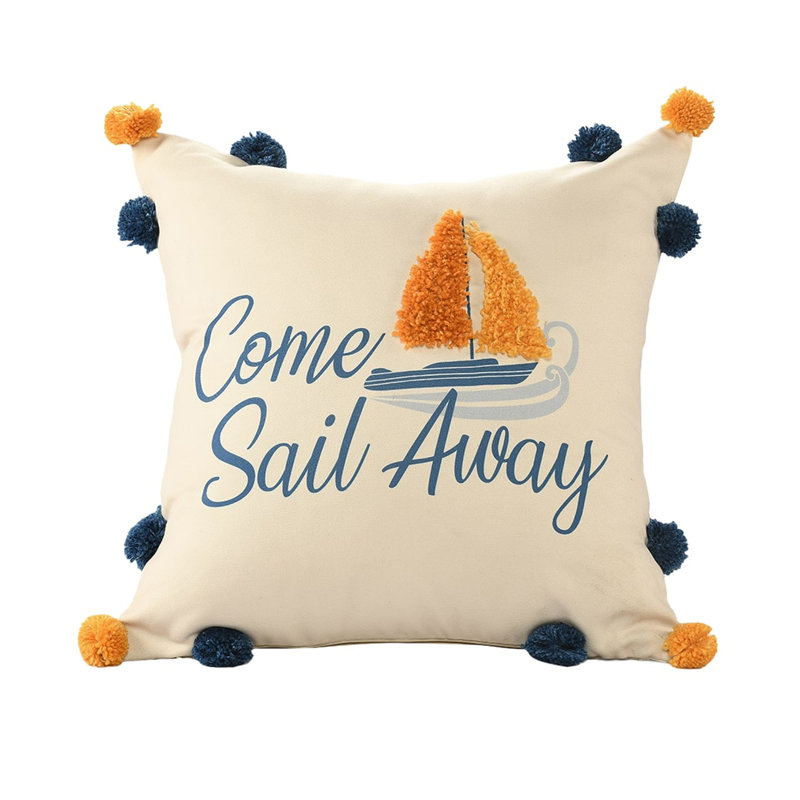 Housse de coussin intérieure / extérieure en polyester mélangé, Jaune / plage ivoire