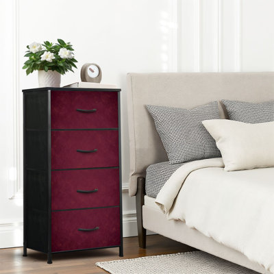 4 Drawer Dresser for Bedroom, Narrow Chest of Drawers, Wooden Top and Study Iron Frame 18"x37.5"-(WxH)