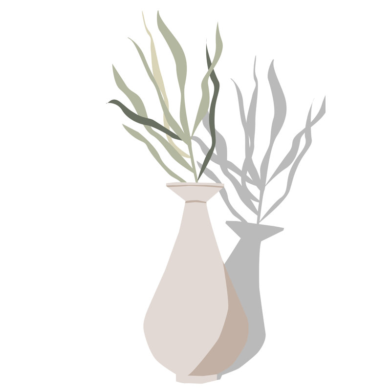Vase And Stem I - Wrapped Canvas Painting, 30 cm H x 20 cm W, Wrapped Canvas