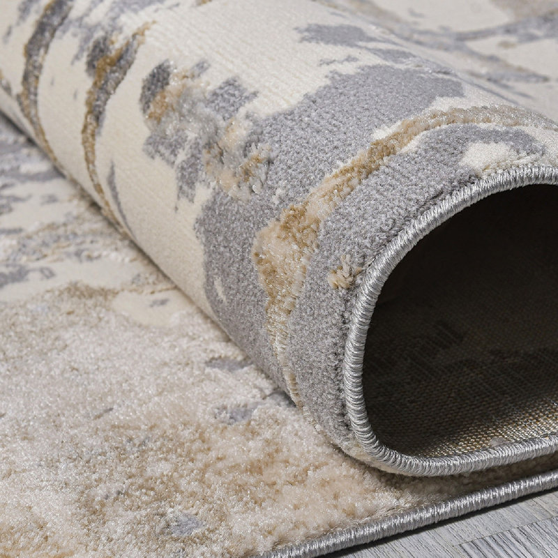 Elegant Hall Carpet, 31.5 x 59.1 Inches | 60% Polypropylene / 40% Polyester, 1700 g/m² | 0.3 in Pile Height, 320,000 Thread Points | Grey, Beige & Cream Color | Vacuum Friendly, Easy Spot Clean, Durable Design