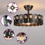 Ventilateur de plafond cage en métal de 18 po à 4 lumières en cristal noir avec lumière, 7 pales ABS, moteur CC réversible, télécommande, hauteur réglable