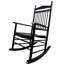 Chaise berçante noire pour adultes sur le balcon et le porche - Bois massif avec siège de détente protégé et accoudoir Dossier à lattes ferme Assemblage facile inclus Instructions de quincaillerie Limite de poids: 280 livres