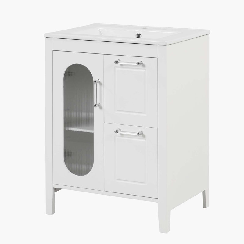 24 " Single Bathroom Vanity Base, White