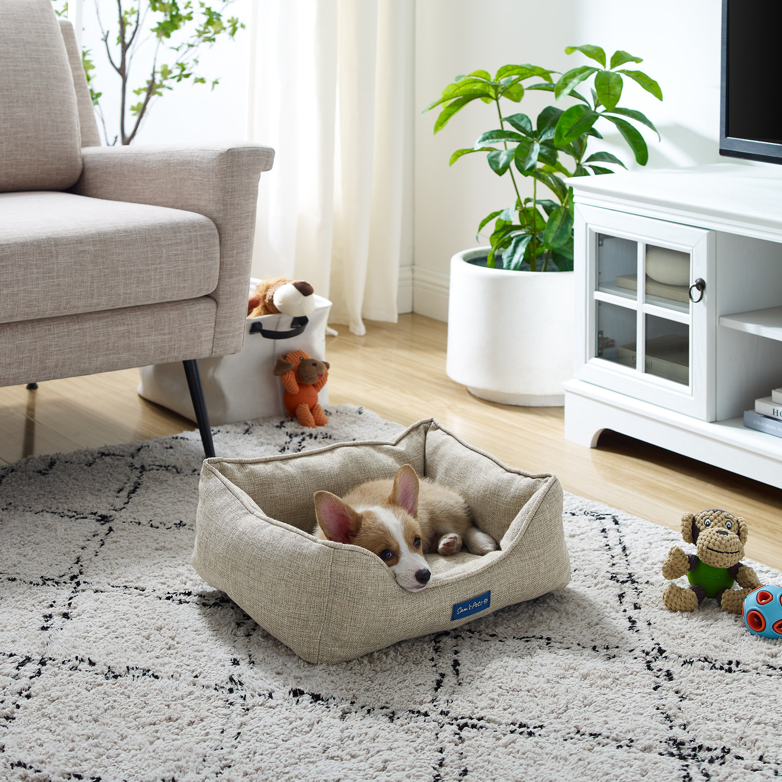 Julius Pet Bed, Brown, Small (24" W x 18.9" D x 7.09" H)
