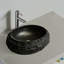 Lavabo de salle de bain 20 po, vasque irrégulière ovale en résine avec motif de pierre, lavabo de style artistique, sans robinet, gris foncé-119920312