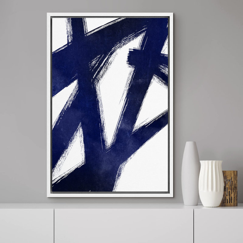 «Marine Blue Grunge Paint Stroke Landscape Woodland» sur, H 36 po x l 24 po, Blanc