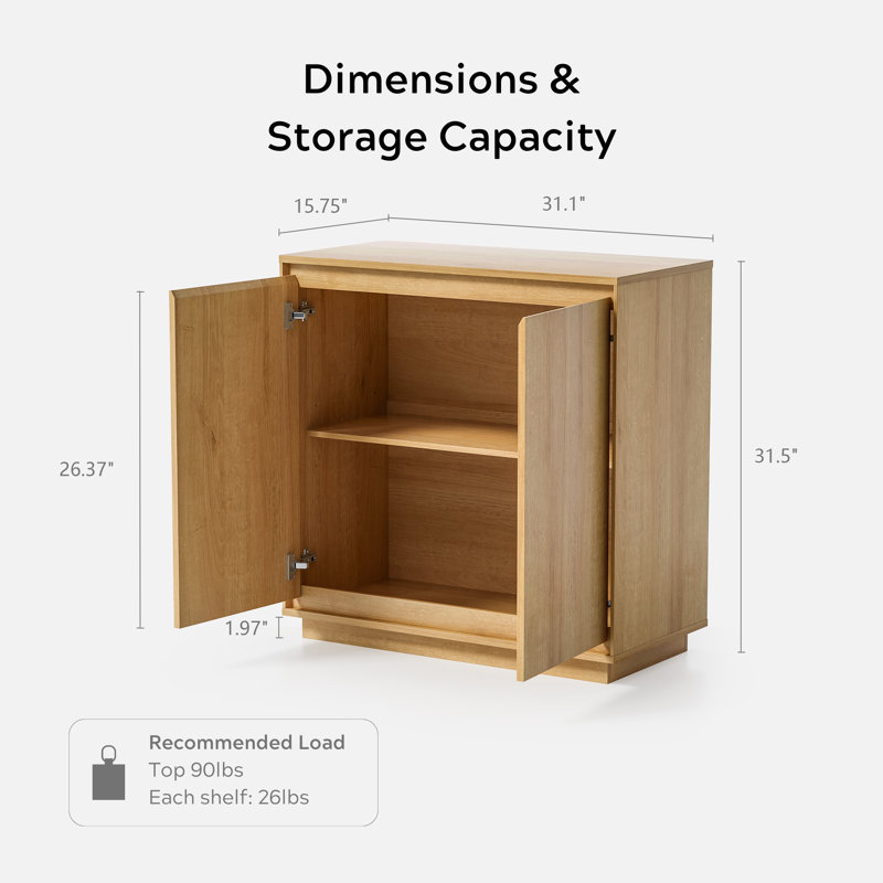 Sideboard Accent Cabinet With Adjustable Shelves, Oak, 3