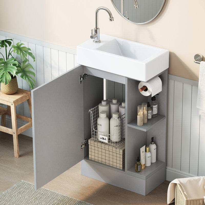Freestanding Bathroom Cabinet, 46cm, Grey