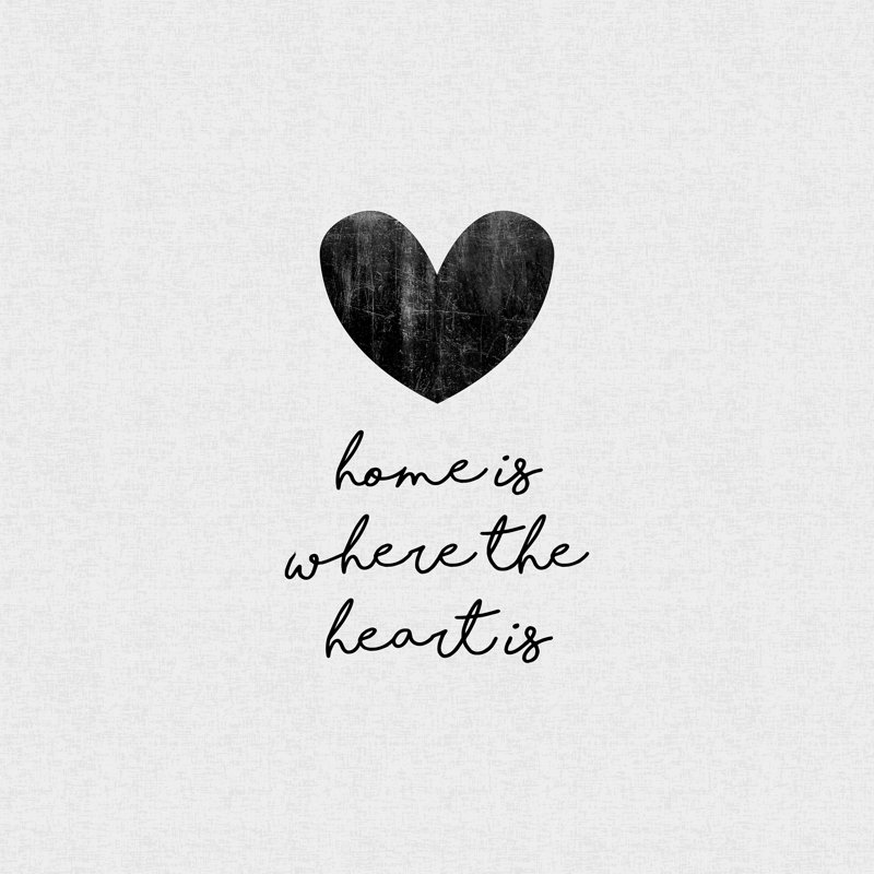 Home is Where the Heart is - Art textuel, H 12 po x l 12 po, Toile tendue, Non