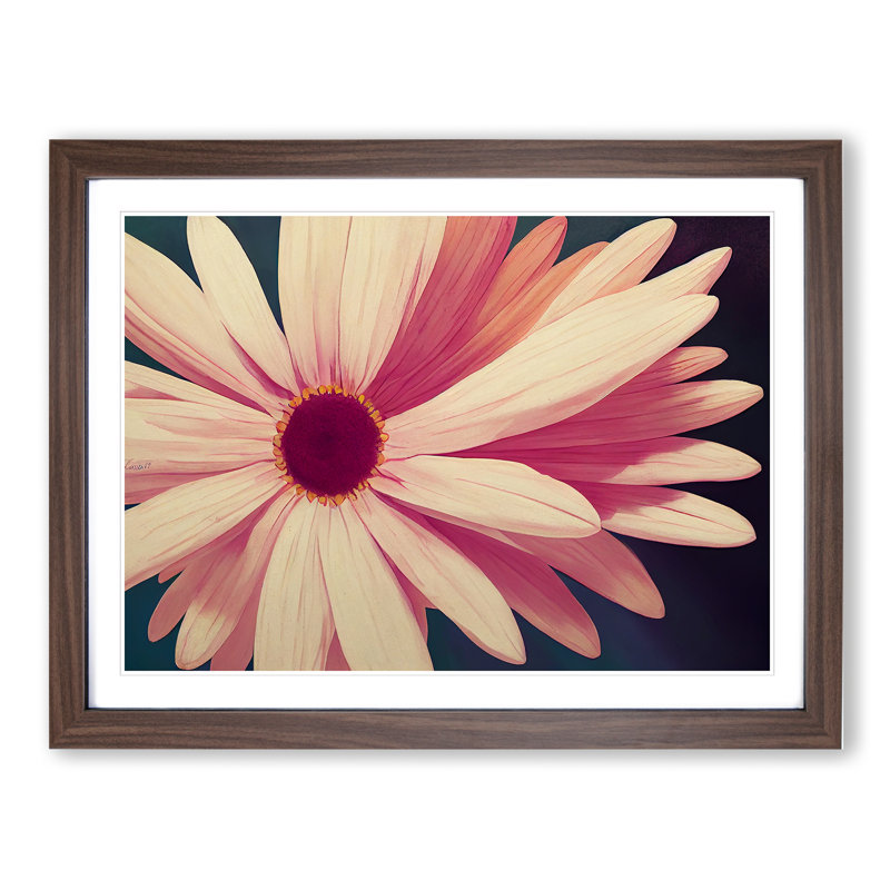 Stupendous Daisy Flower 1 Piece Single Picture Frame Wall Art, 46cm H x 64cm W x 2cm D, Walnut