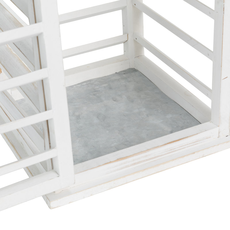 Lanterne de table en bois, Blanc