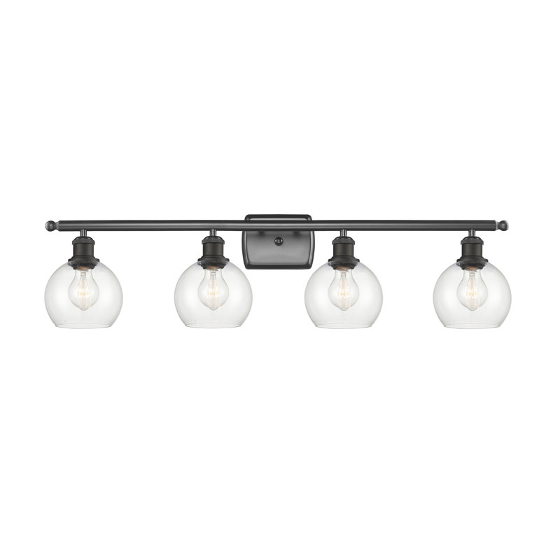 Éclairage pour salle de bain 4 lumières Cindi, Incandescente, Transparent, Bronze huilé