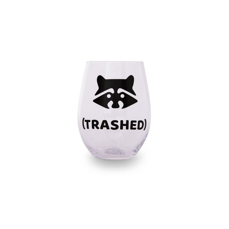Verre à vin sans pied Raccoon «trashed» | Peut contenir 20 onces