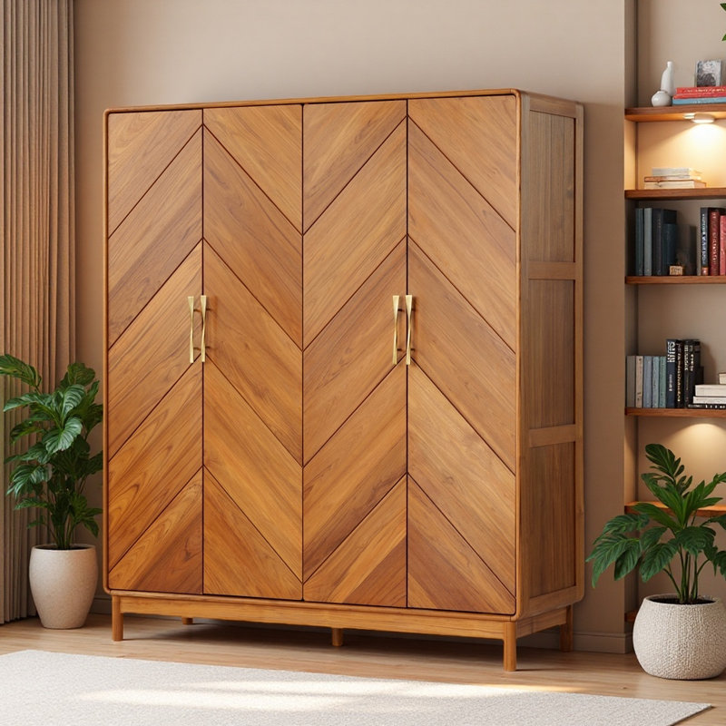 Italian Style Simple Solid Wood Wardrobe