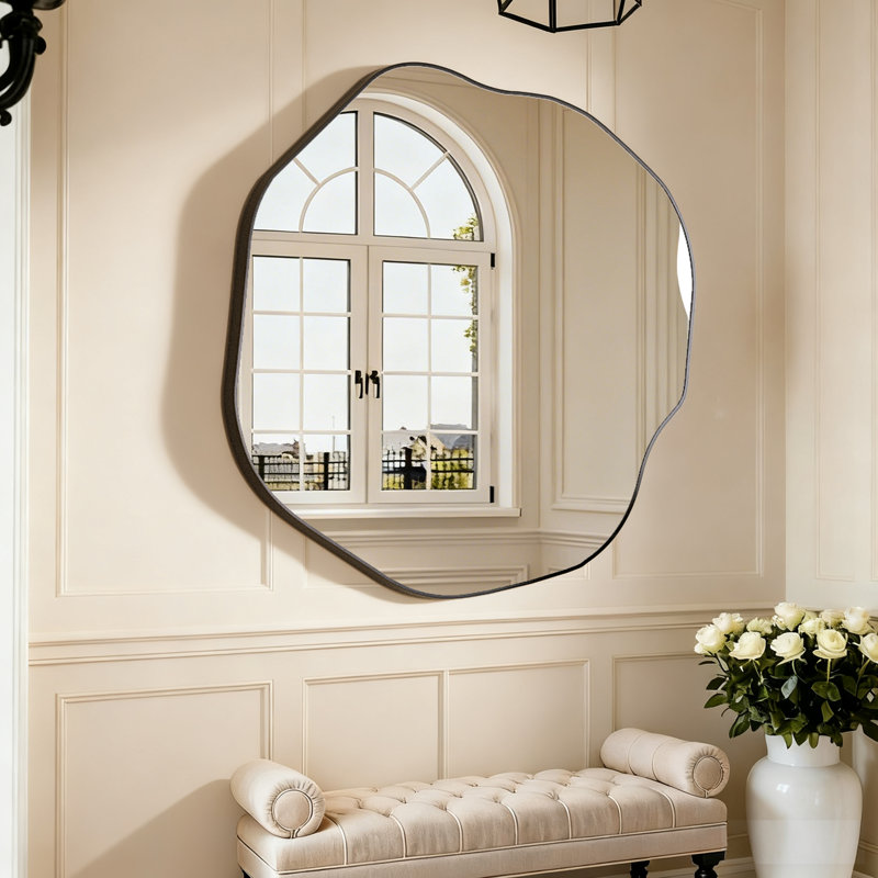 Wall Mirror (set Of 2), 28" x 25", Black