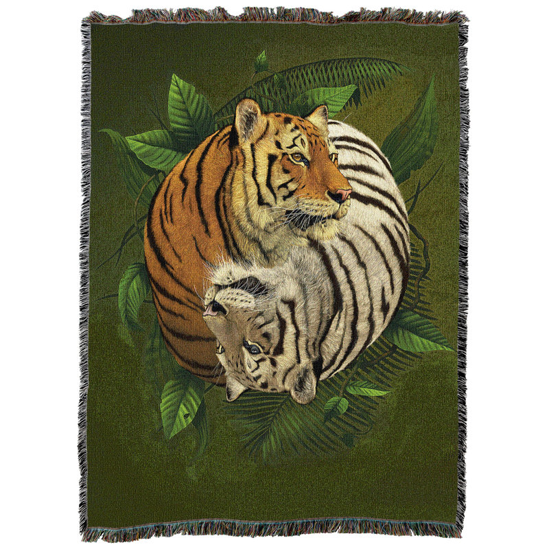 Pure Country Weavers Tiger Yin Yang Blanket by Vincent HIE - Gift Tapestry Throw Woven from Cotton - Made in The USA (72x54)