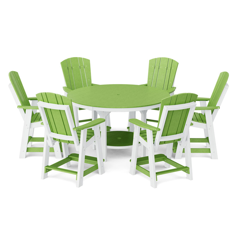 Heritage 7-Piece 60" Pub Counter Set, Lime Green/White