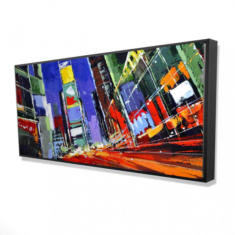 Colorful times square by night - 24"x48" Framed canvas