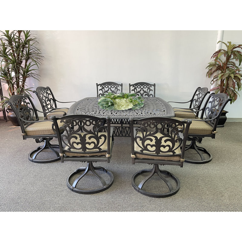 Amaaz 8 - Person Patio Dining Set with Square Table , Cushions Included