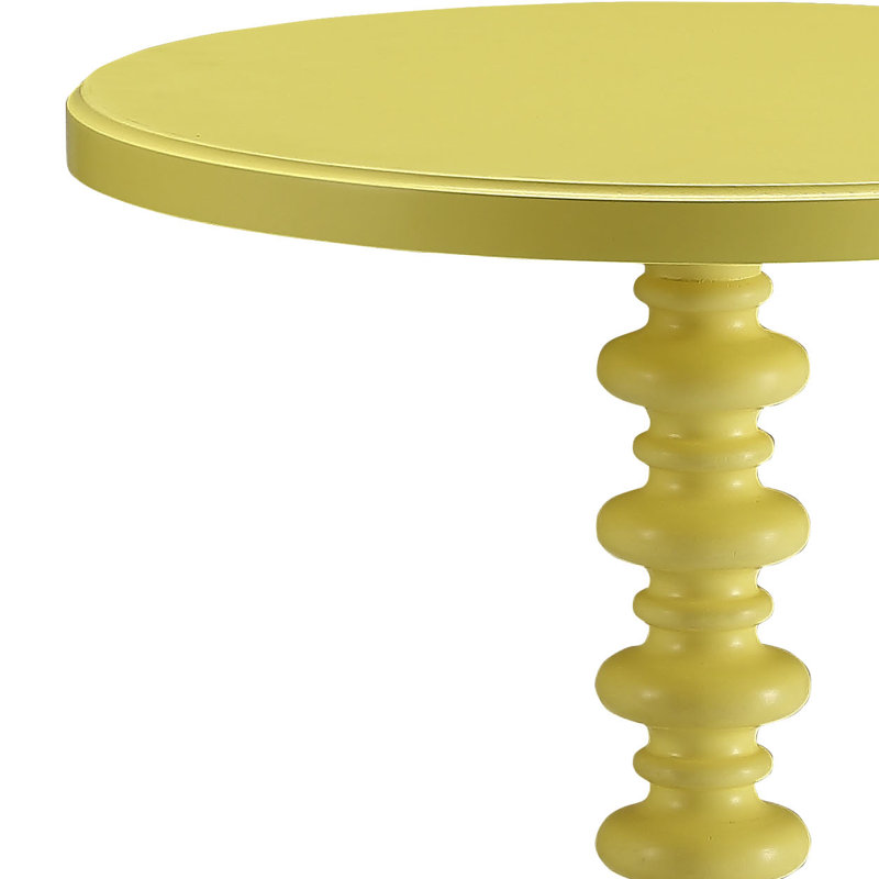 22" Accent End Table,Pedestal End Table, Side Table, Coffee Table, Yellow