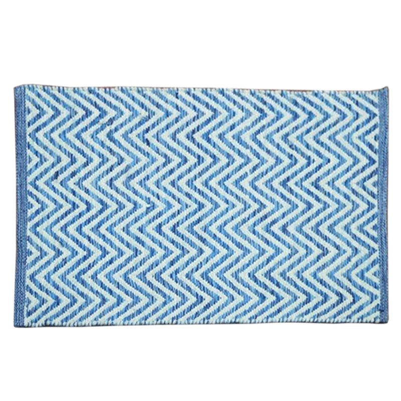 Jimena Non-Slip Chevron Indoor Doormat, Blue